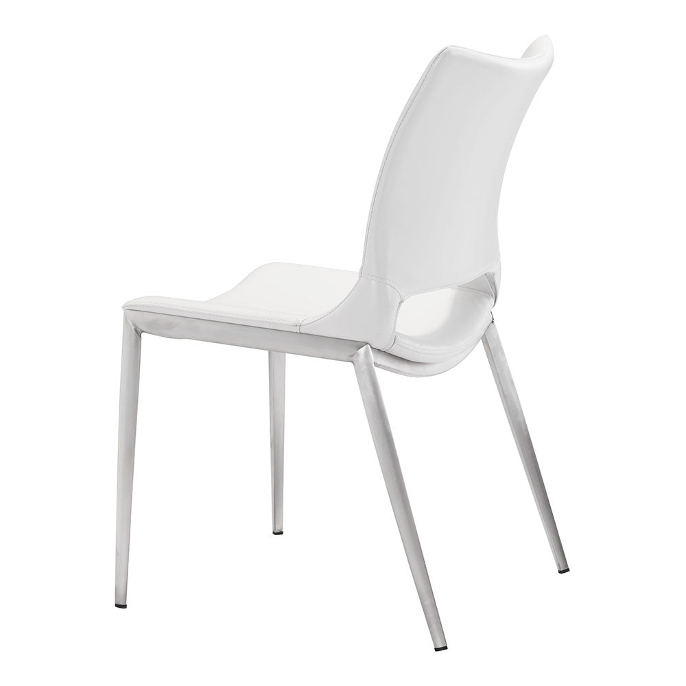 ACE DINING CHAIR WHITE & SILVER