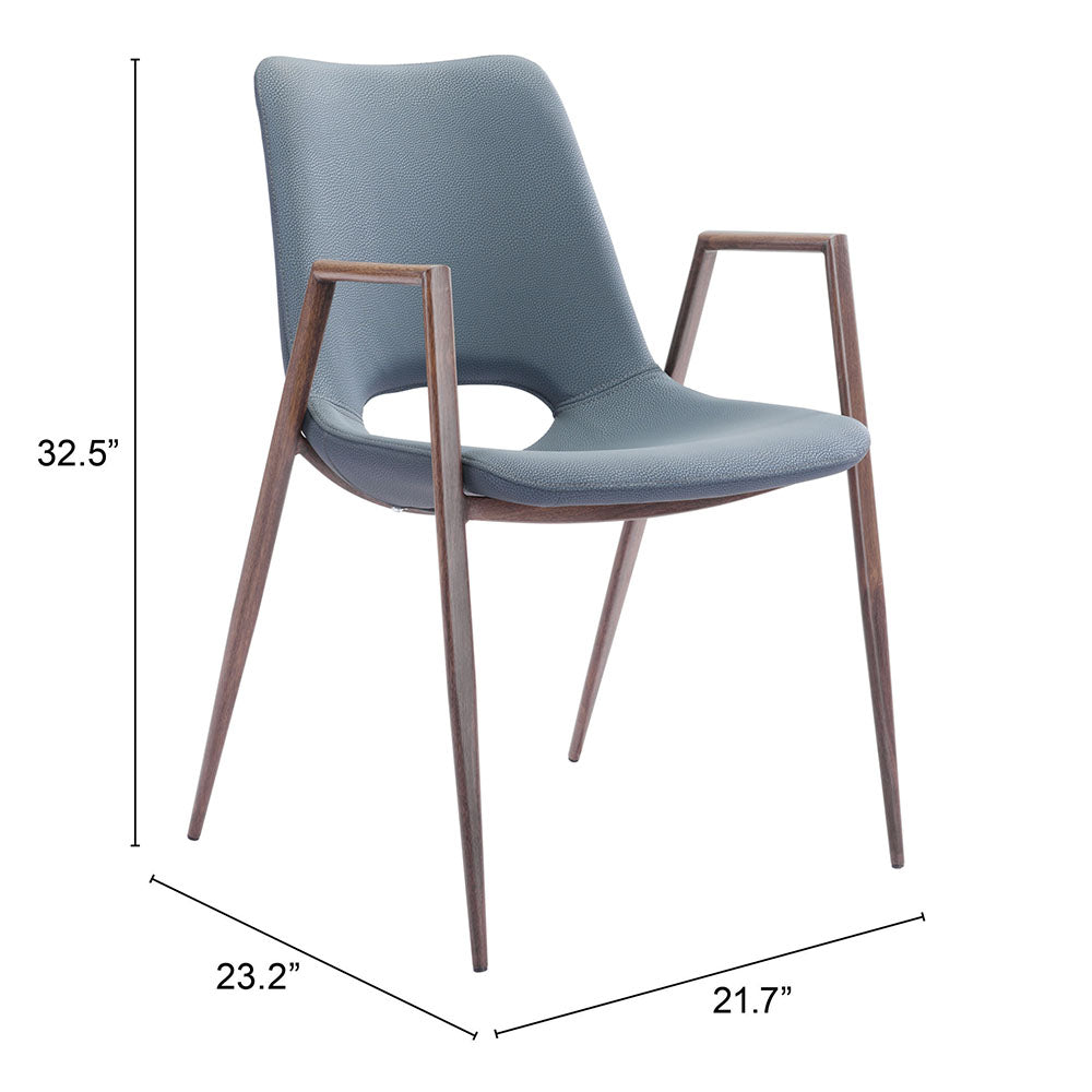 DESI DINING CHAIR AZURE GRAY & WALNUT