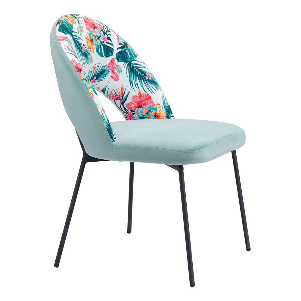 BETHPAGE DINING CHAIR MULTICOLOR PRINT & GREEN