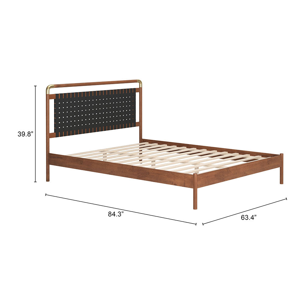 NETZ QUEEN BED BLACK & WALNUT