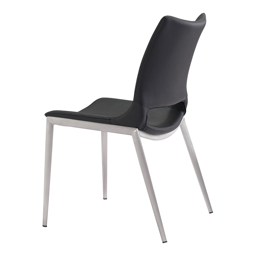 ACE DINING CHAIR BLACK & SILVER