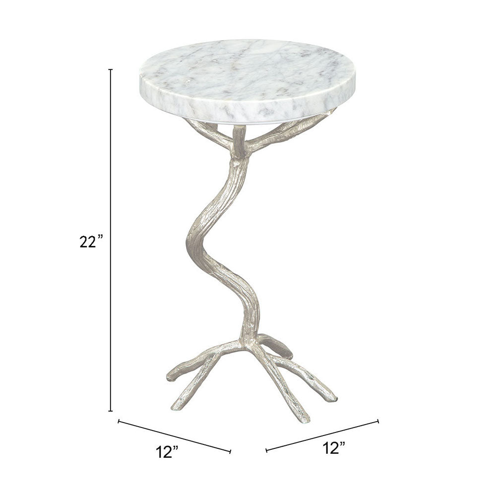 JOEL SIDE TABLE WHITE & SILVER