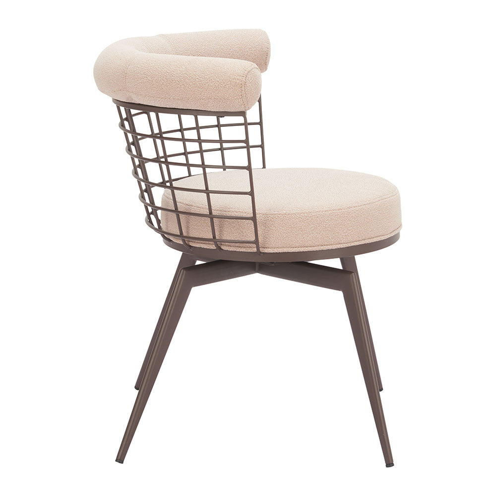 SAKU SWIVEL DINING CHAIR BEIGE & BROWN