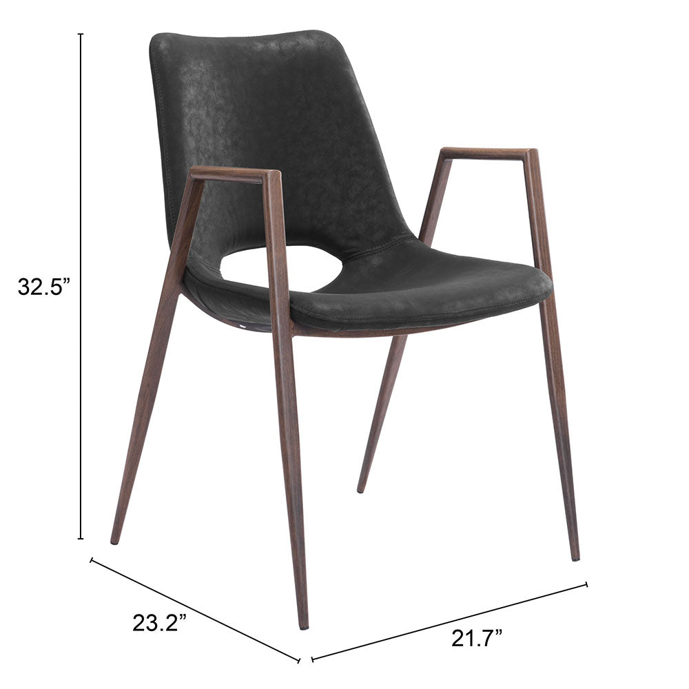 DESI DINING CHAIR BLACK & WALNUT