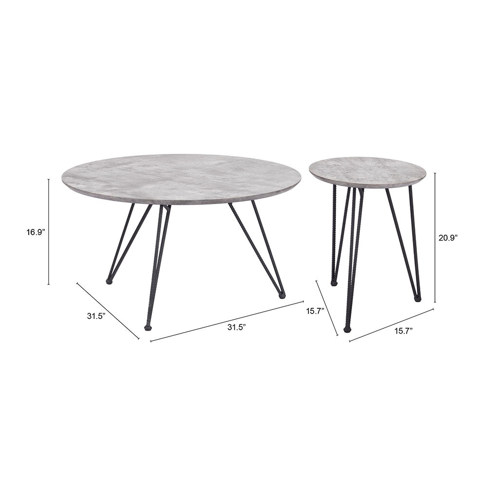 KERRIS COFFEE TABLE SET GRAY & BLACK