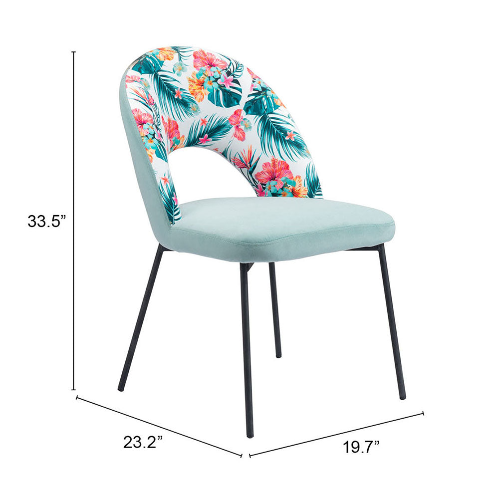 BETHPAGE DINING CHAIR MULTICOLOR PRINT & GREEN