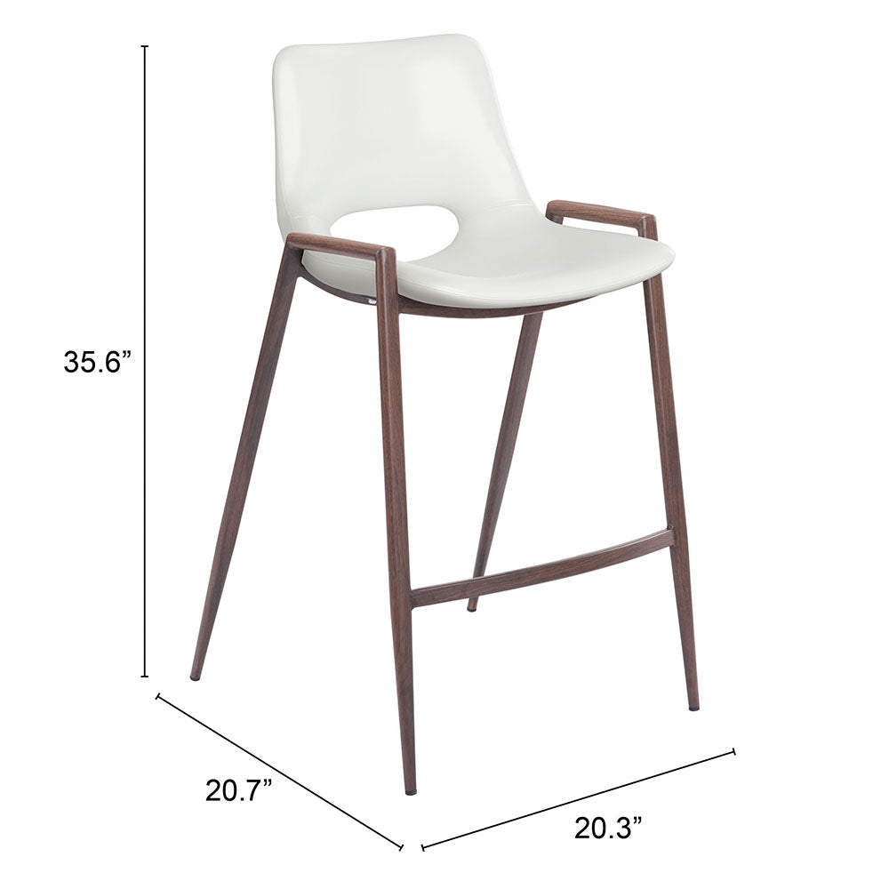 DESI COUNTER STOOL WHITE & WALNUT
