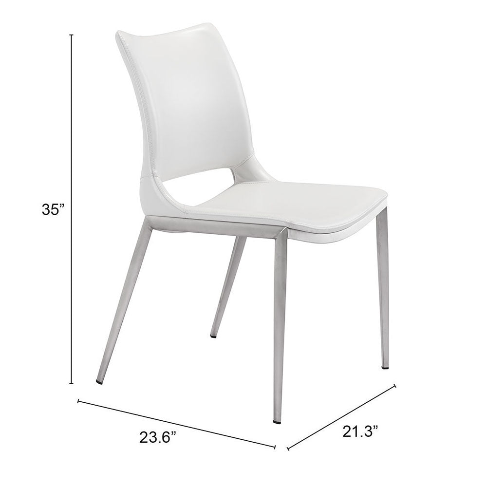ACE DINING CHAIR WHITE & SILVER