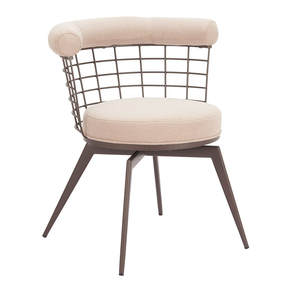SAKU SWIVEL DINING CHAIR BEIGE & BROWN