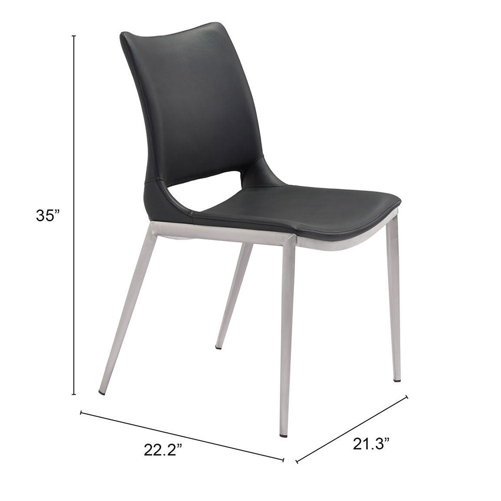 ACE DINING CHAIR BLACK & SILVER