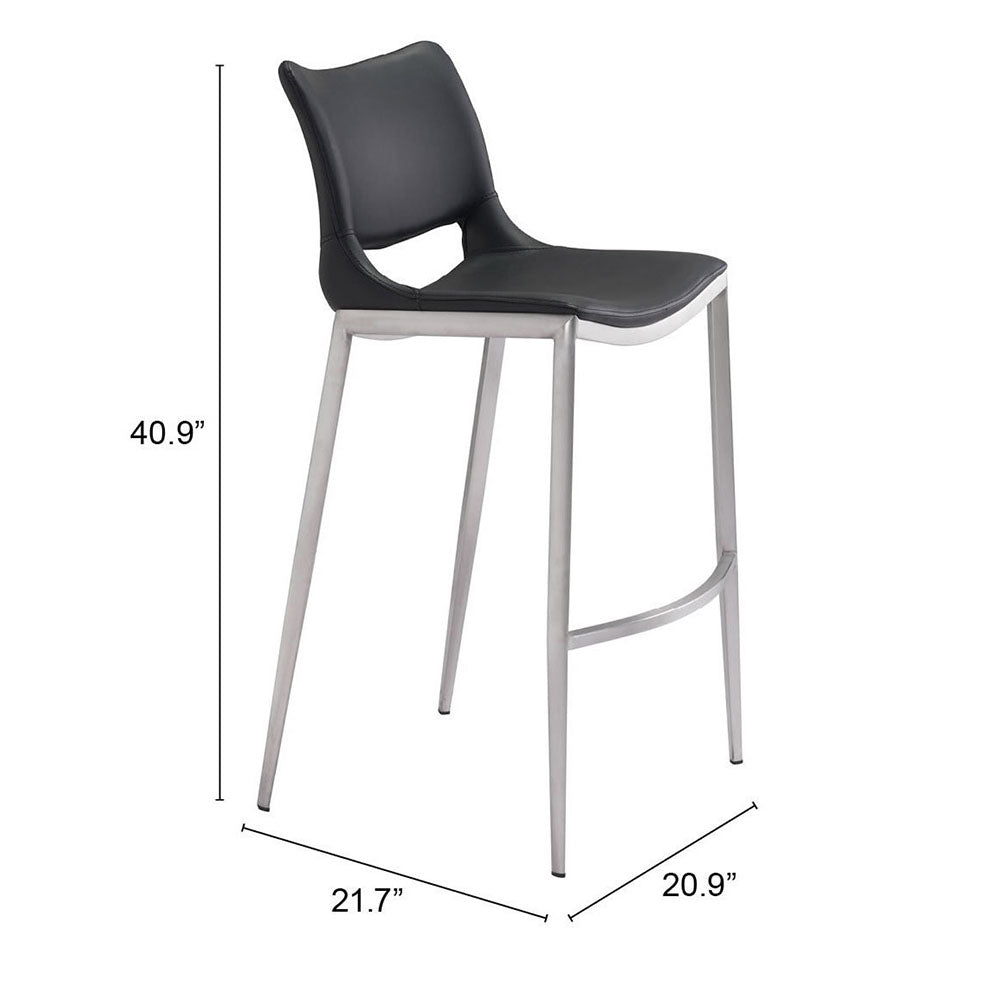 ACE BARSTOOL BLACK & SILVER
