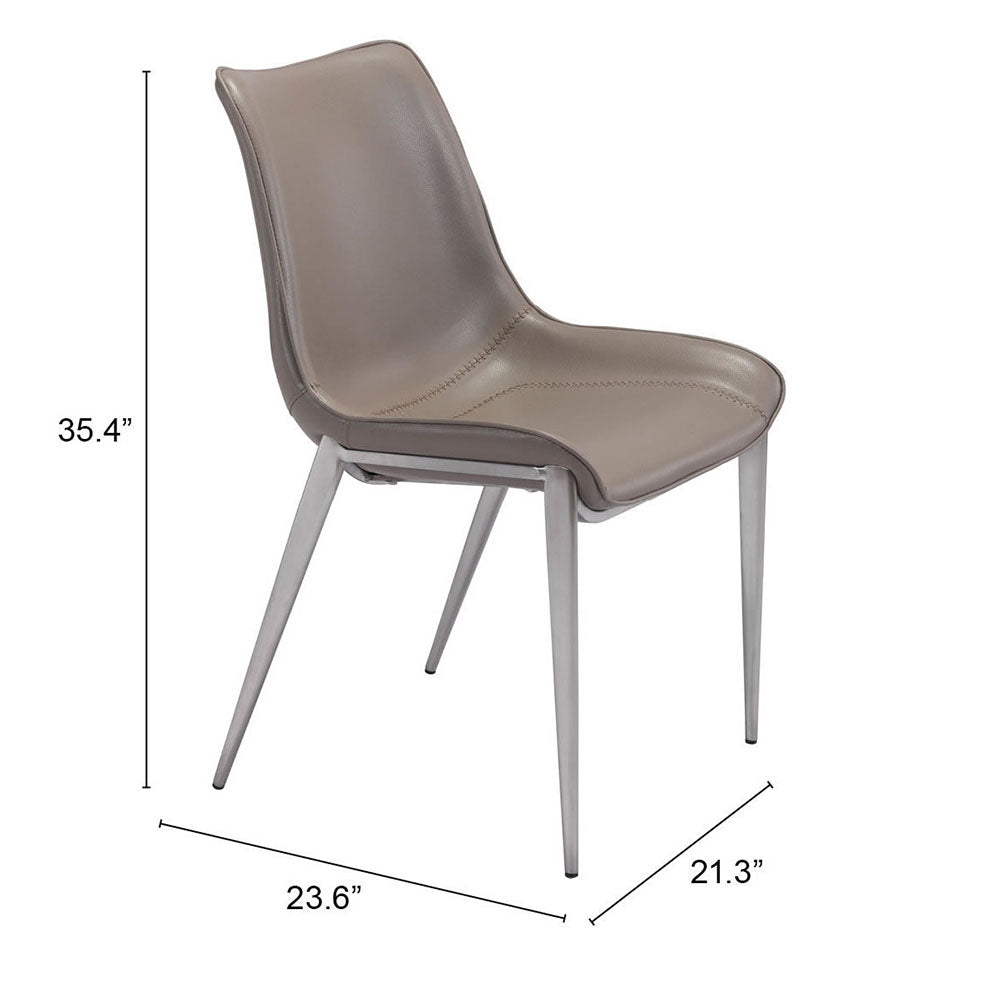 MAGNUS DINING CHAIR BROWN & SILVER