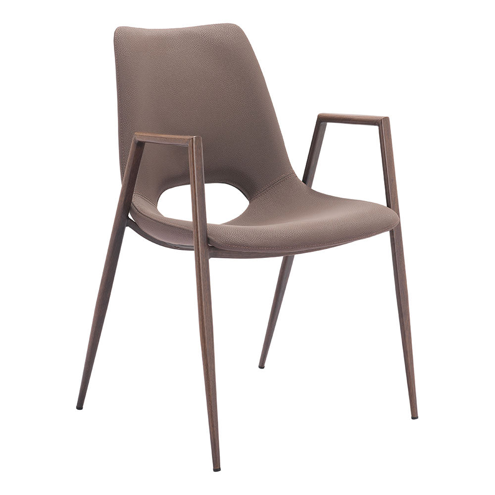 DESI DINING CHAIR BROWN & WALNUT