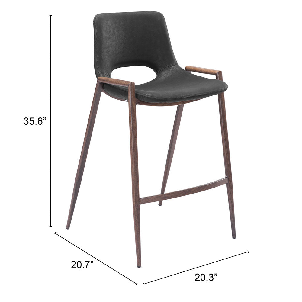 DESI COUNTER STOOL BLACK & WALNUT
