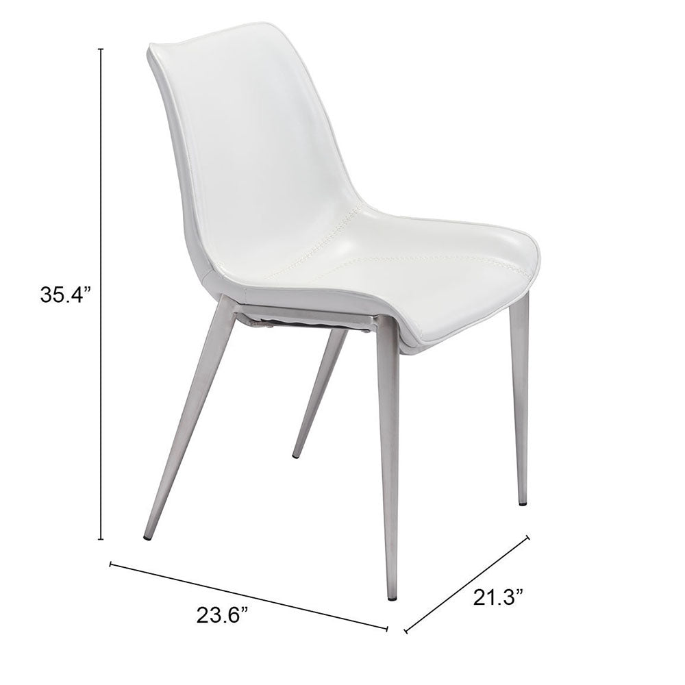 MAGNUS DINING CHAIR WHITE & SILVER