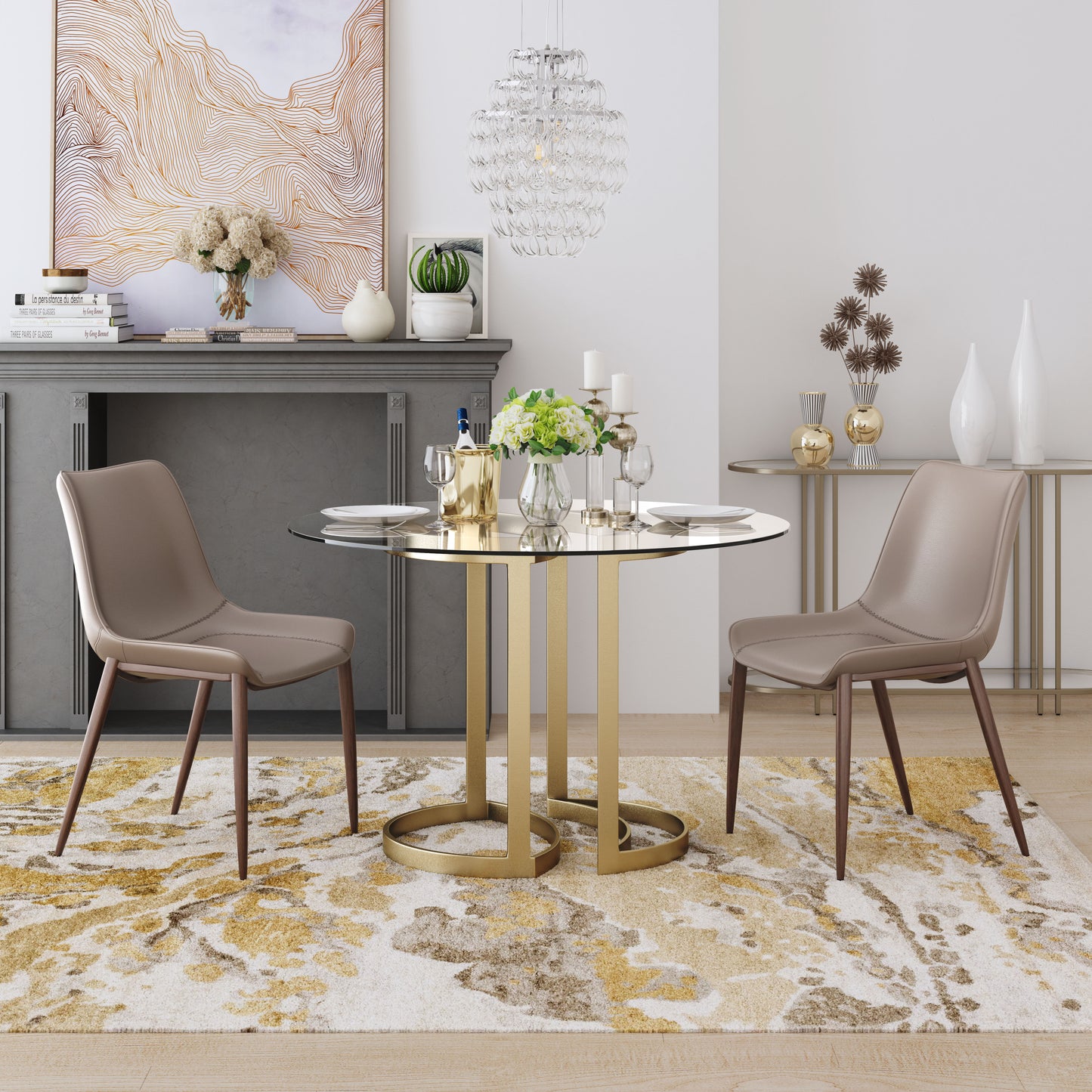 MAGNUS DINING CHAIR BROWN & WALNUT