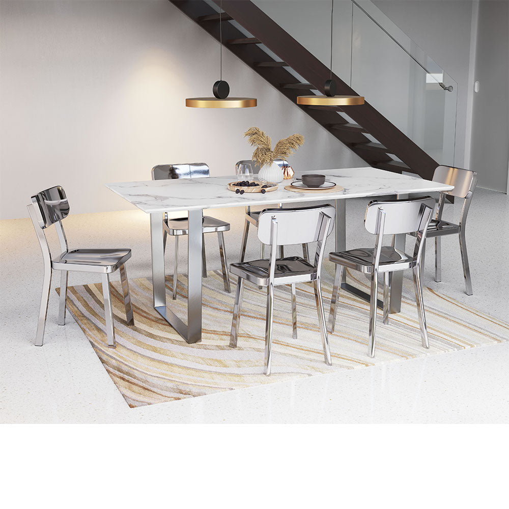 ATLAS DINING TABLE WHITE & SILVER