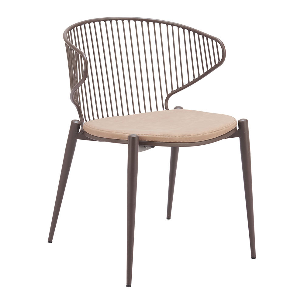 SILUES DINING CHAIR TAUPE & BROWN