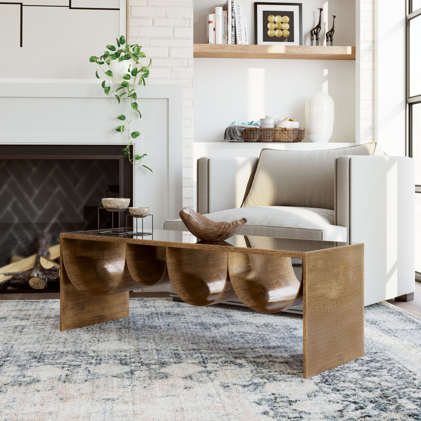 REED COFFEE TABLE BRASS & BLACK