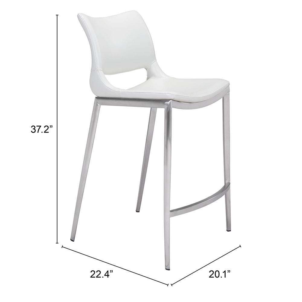 ACE COUNTER STOOL WHITE & SILVER