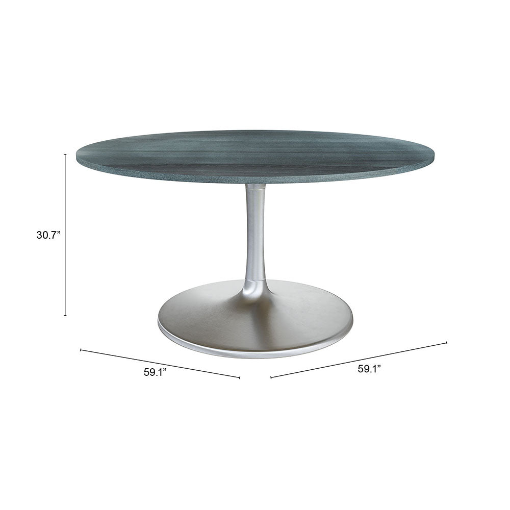 METROPOLIS DINING TABLE GRAY & SILVER