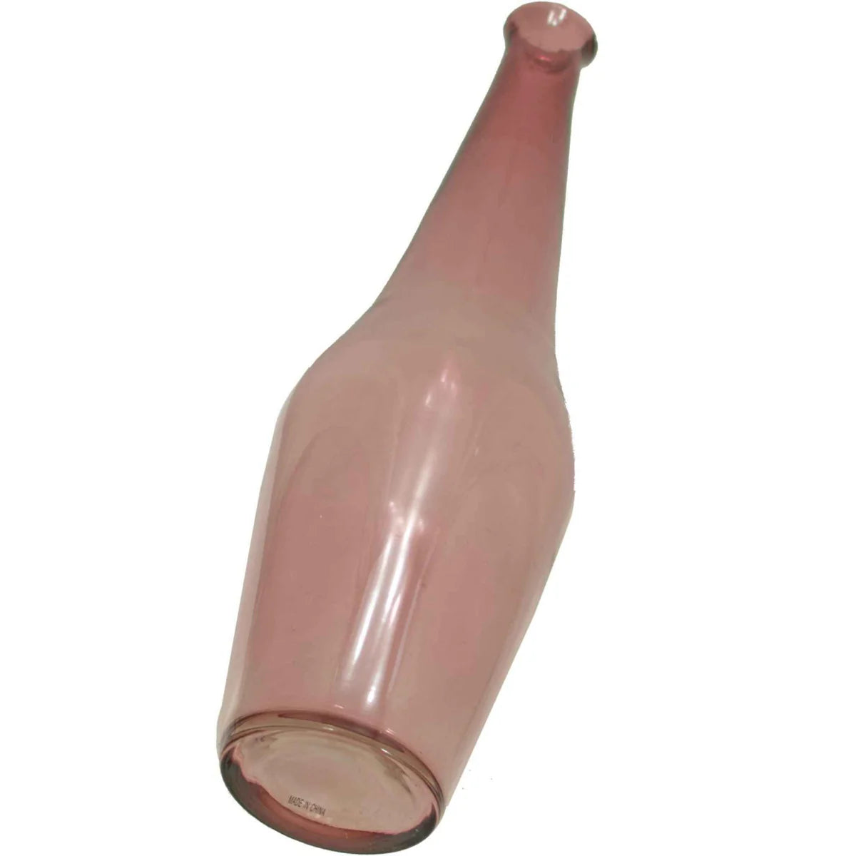 20IN TRANSLUCENT PINK GLASS ROSE VASE