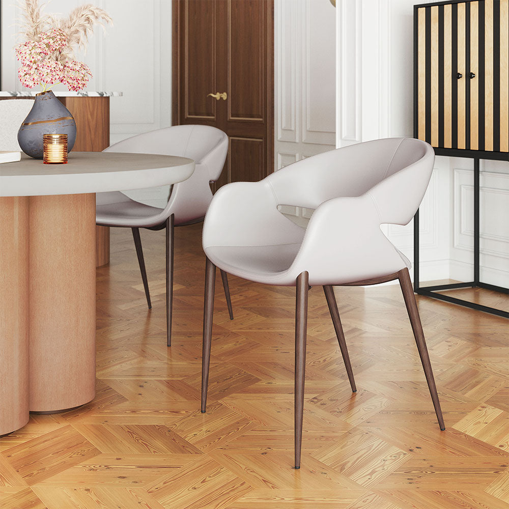 LIMAY DINING CHAIR BEIGE & WALNUT