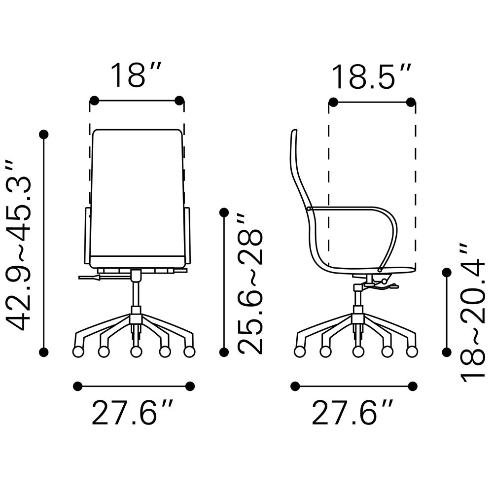 GLIDER HIGH BACK OFFICE CHAIR TAUPE