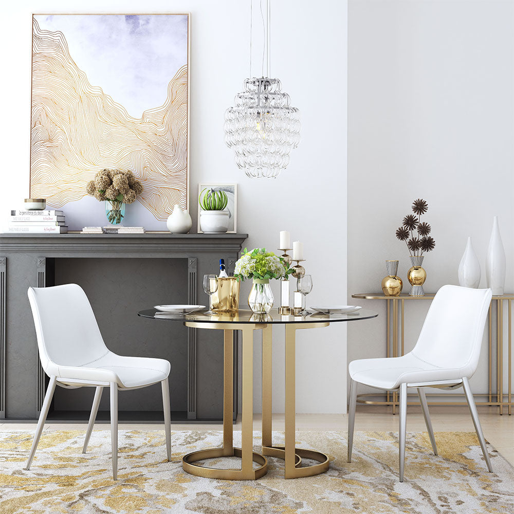 MAGNUS DINING CHAIR WHITE & SILVER