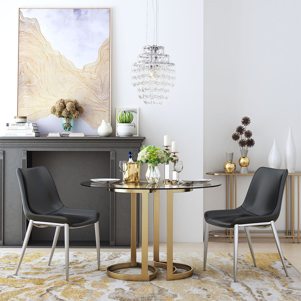 MAGNUS DINING CHAIR BLACK & SILVER