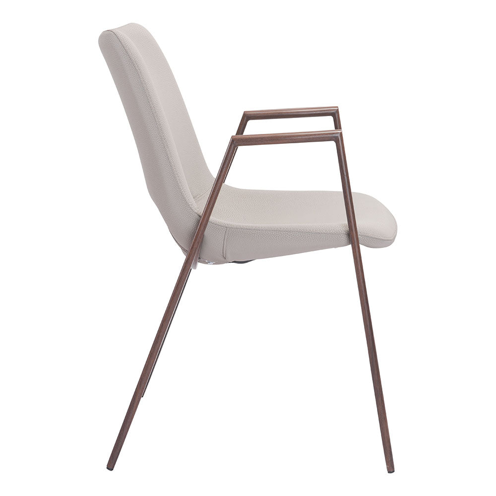 DESI DINING CHAIR BEIGE & WALNUT