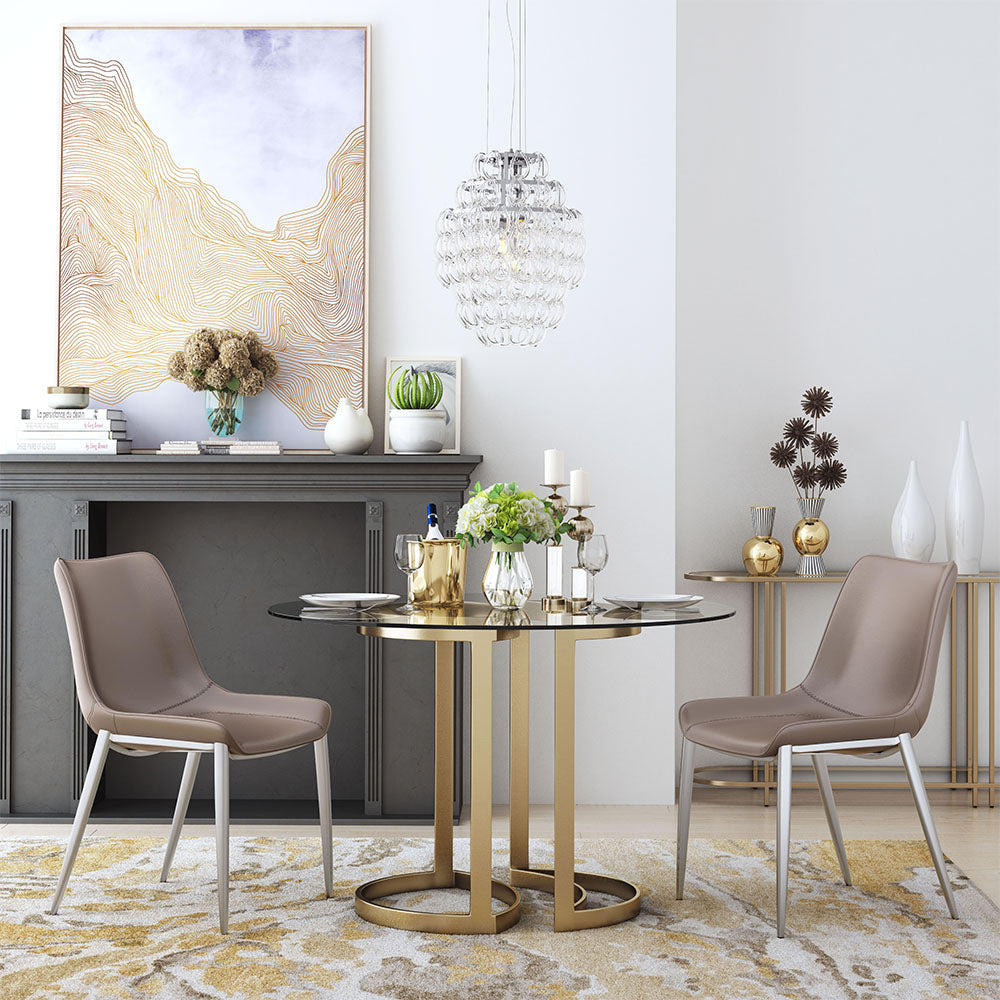 MAGNUS DINING CHAIR BROWN & SILVER
