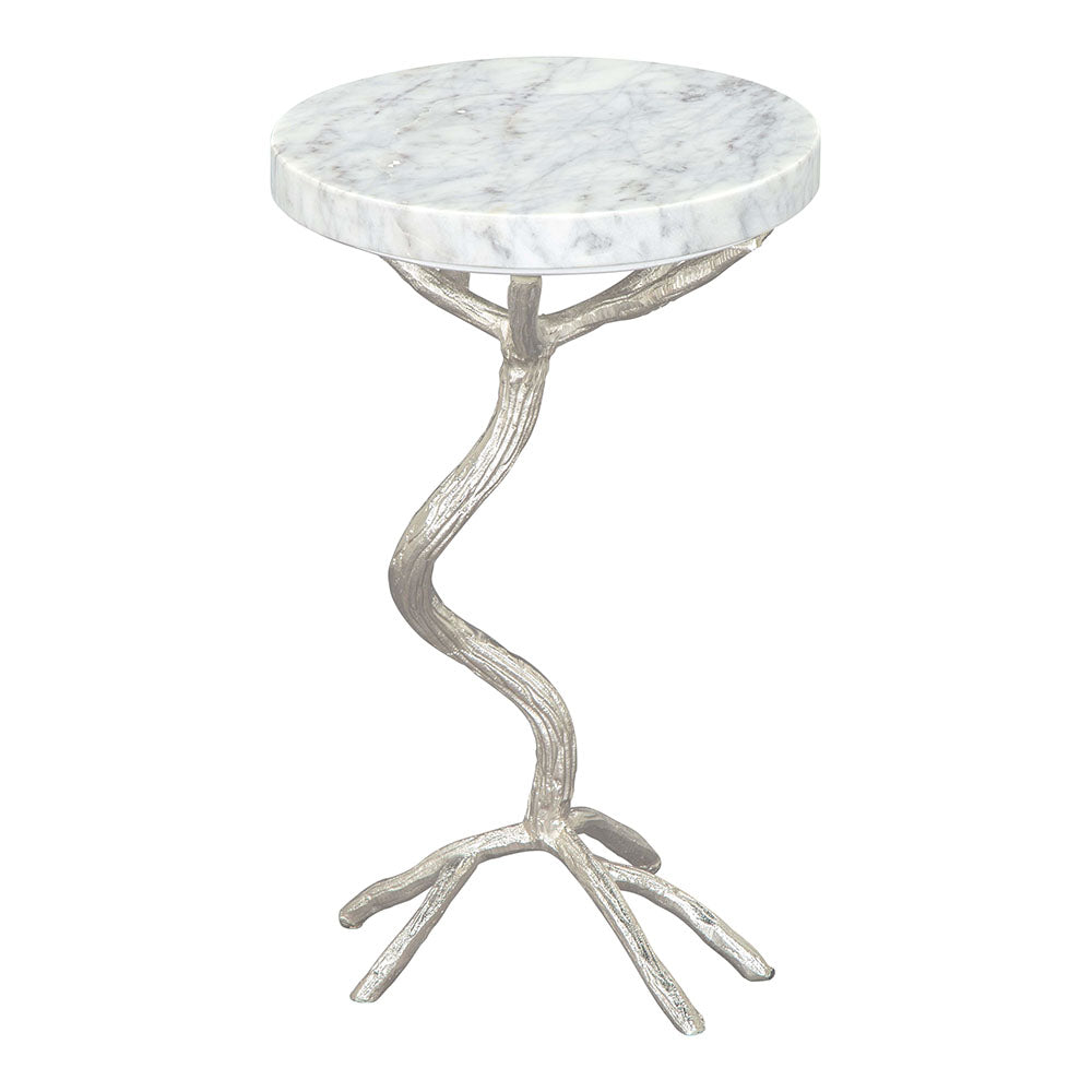 JOEL SIDE TABLE WHITE & SILVER