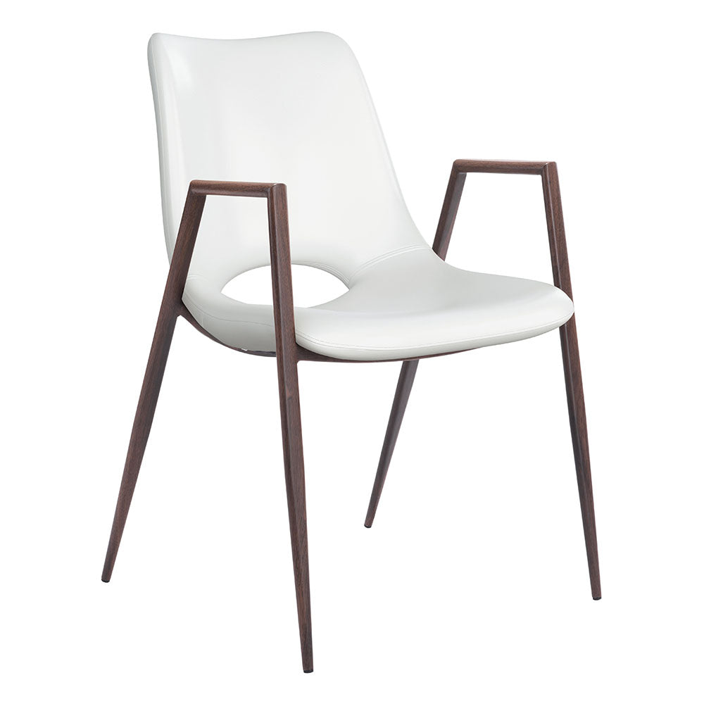 DESI DINING CHAIR WHITE & WALNUT