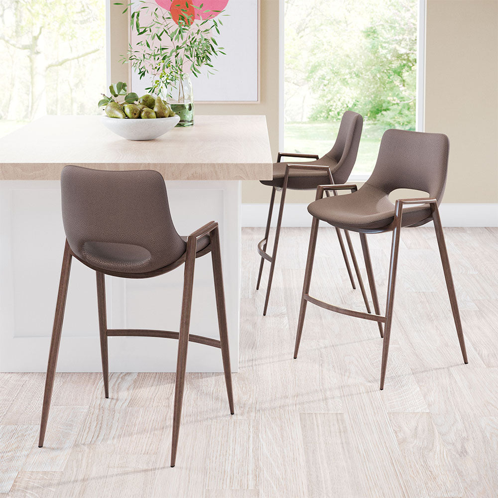DESI COUNTER STOOL BROWN & WALNUT
