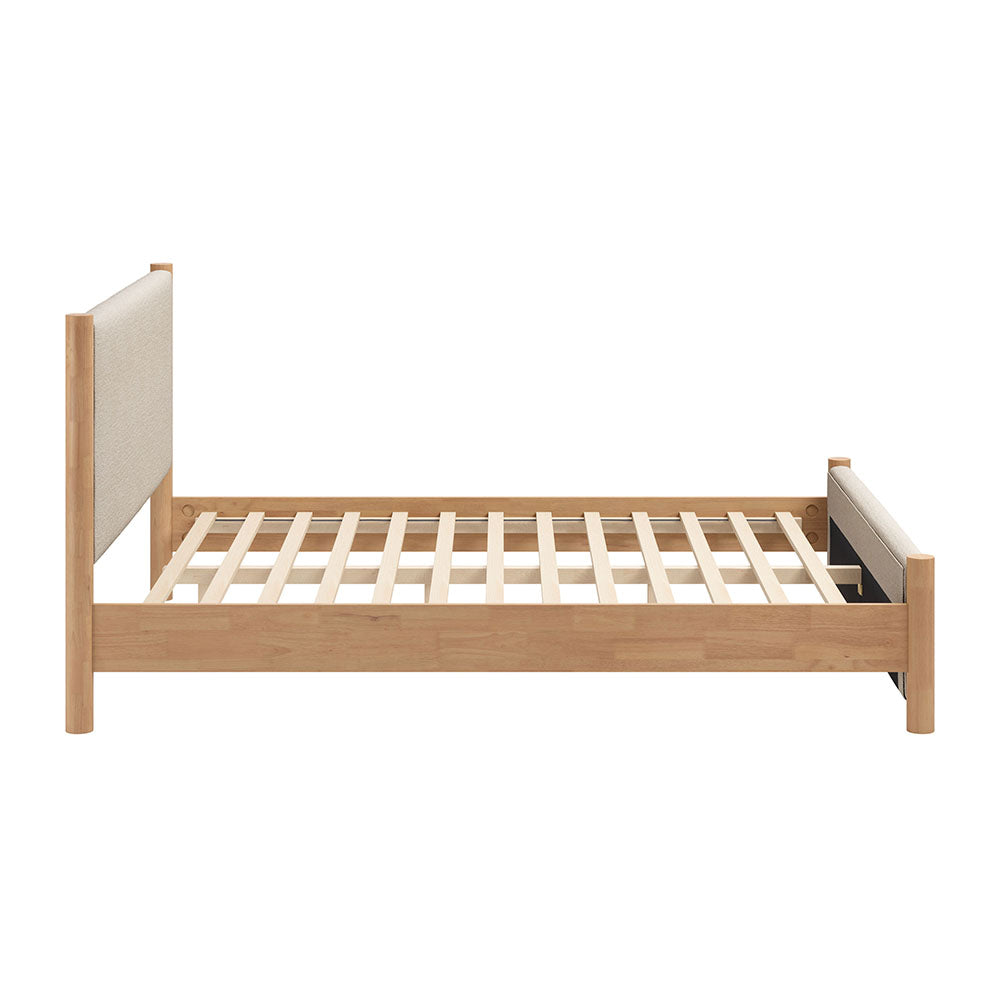 HADI QUEEN BED BEIGE & NATURAL