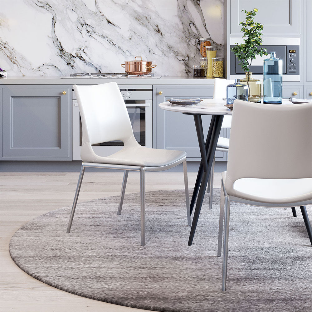 ACE DINING CHAIR WHITE & SILVER