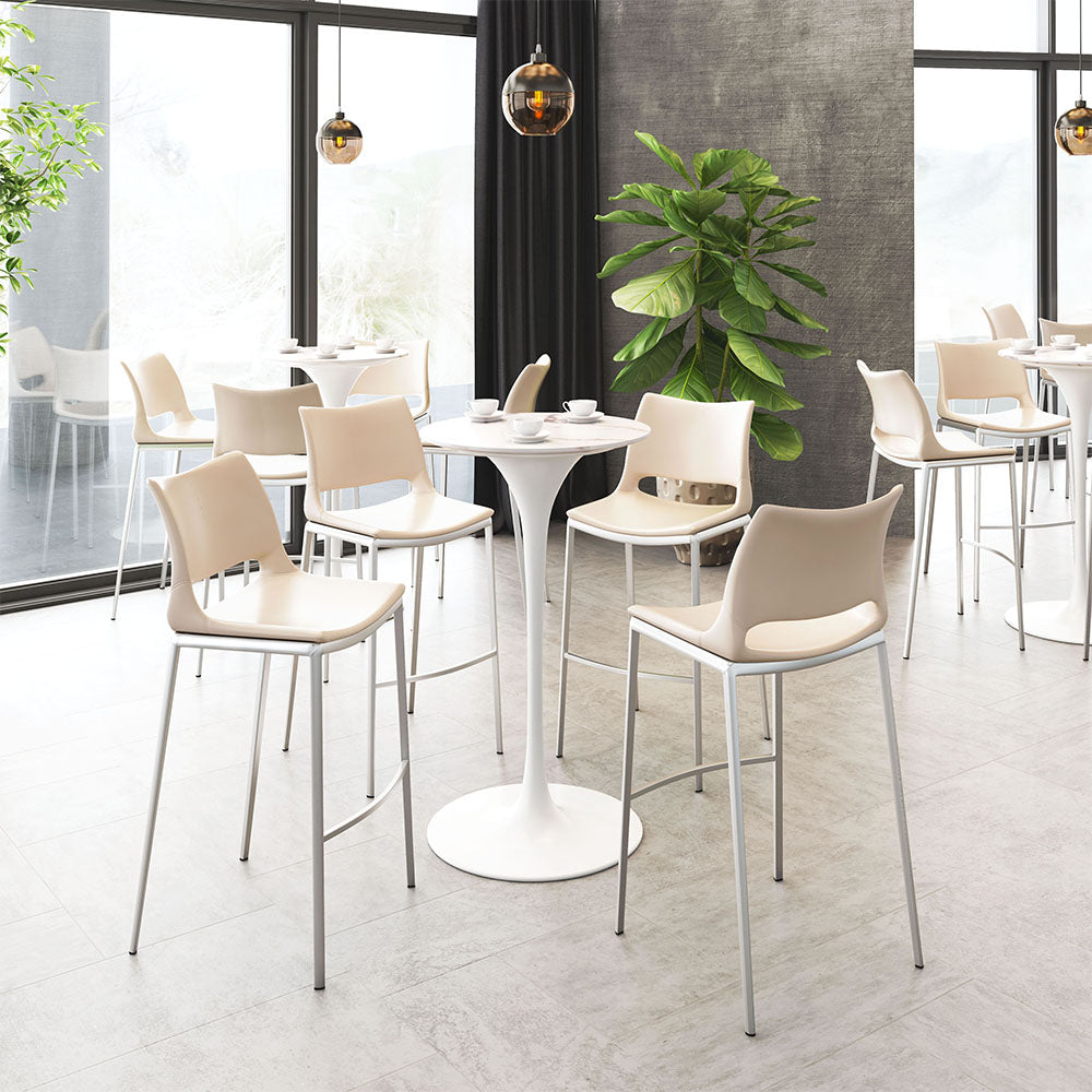 ACE BARSTOOL LIGHT PINK & SILVER