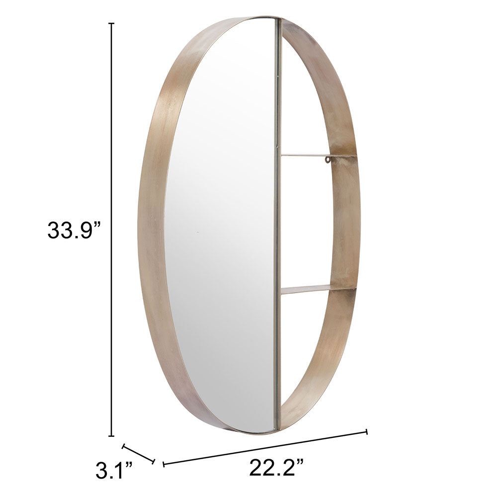 LATITUDE OVAL SHELF MIRROR ANTIQUE BRONZE