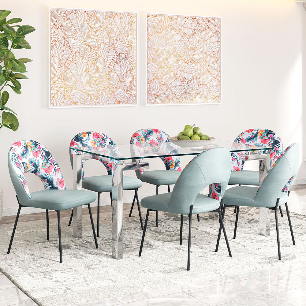 BETHPAGE DINING CHAIR MULTICOLOR PRINT & GREEN