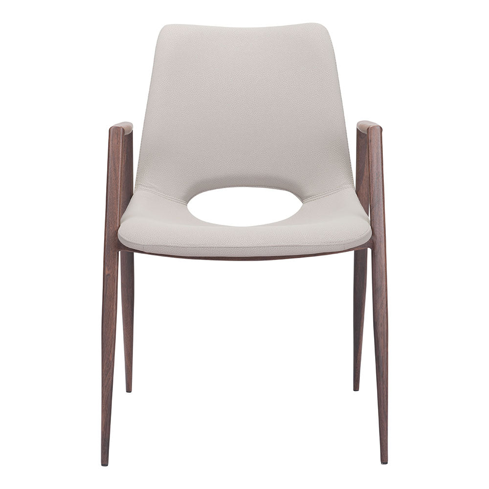 DESI DINING CHAIR BEIGE & WALNUT