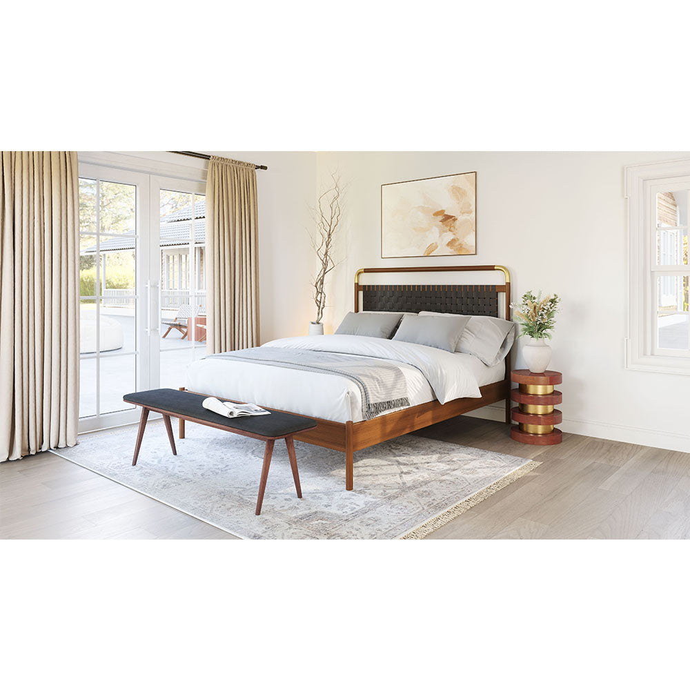 NETZ KING BED BLACK & WALNUT