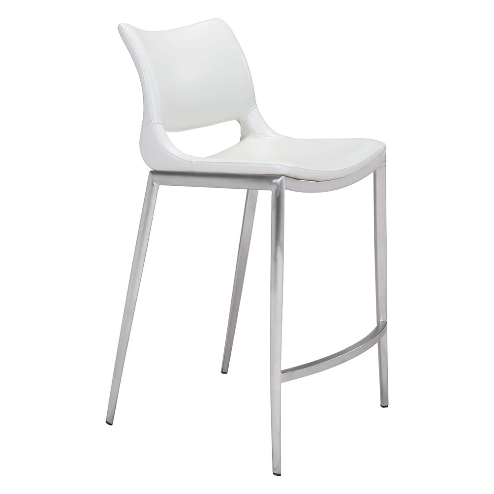ACE COUNTER STOOL WHITE & SILVER