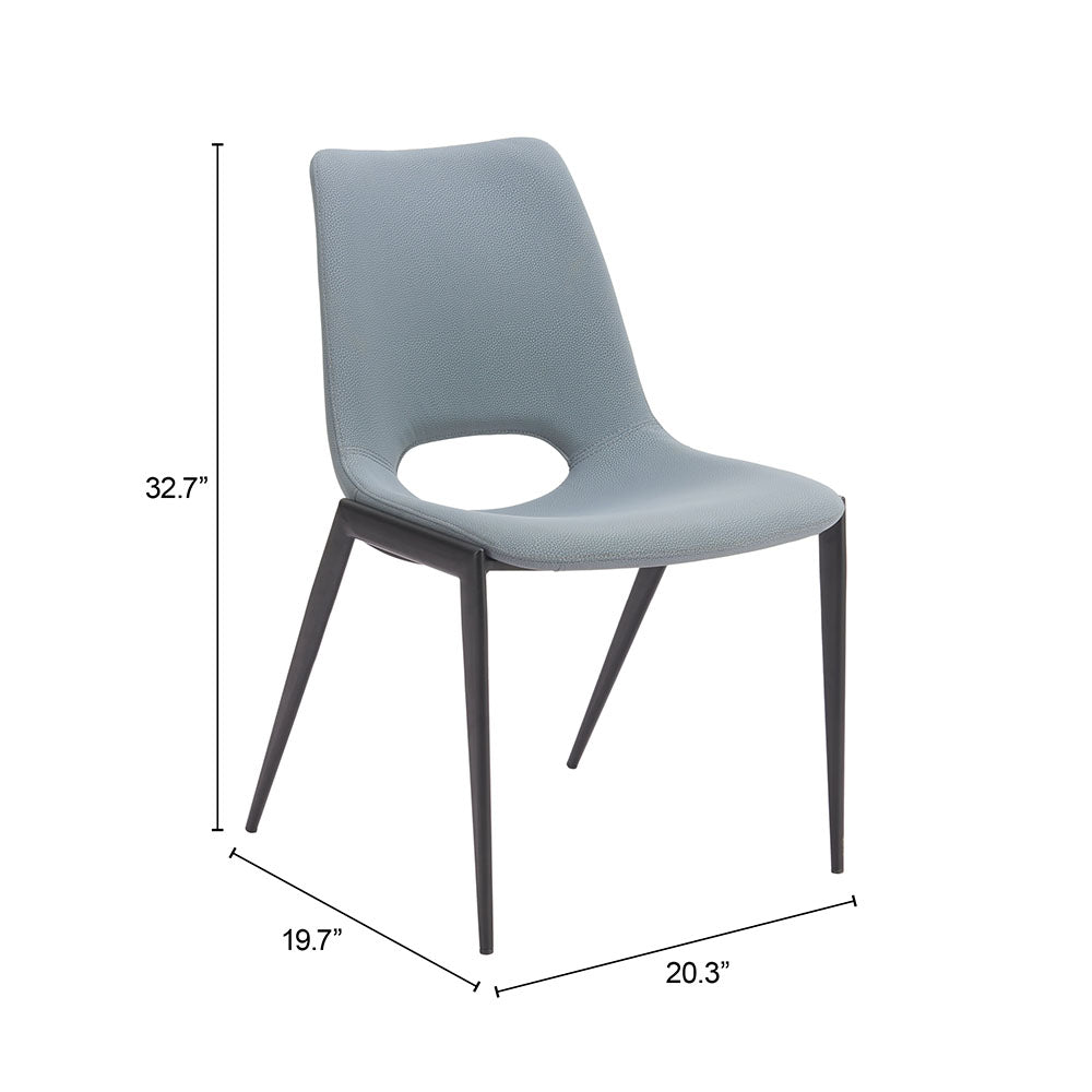 DESI ARMLESS DINING CHAIR AZURE GRAY