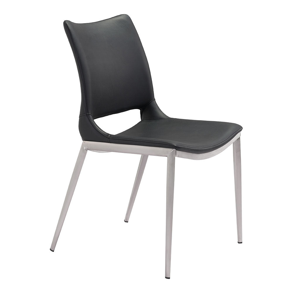 ACE DINING CHAIR BLACK & SILVER