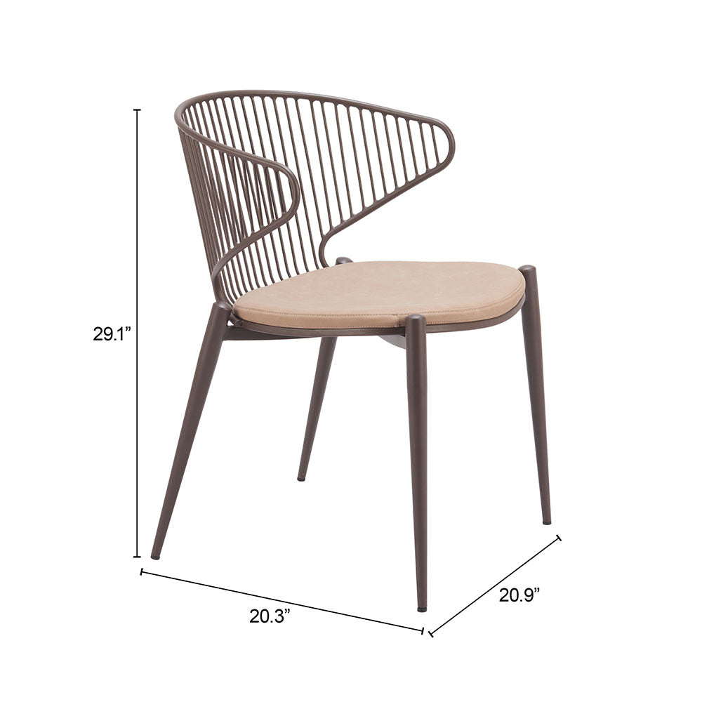 SILUES DINING CHAIR TAUPE & BROWN