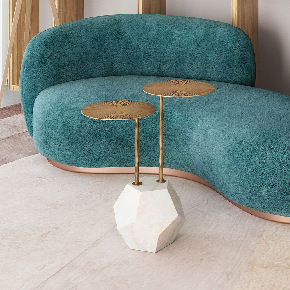 ANTEN SIDE TABLE BRASS & WHITE