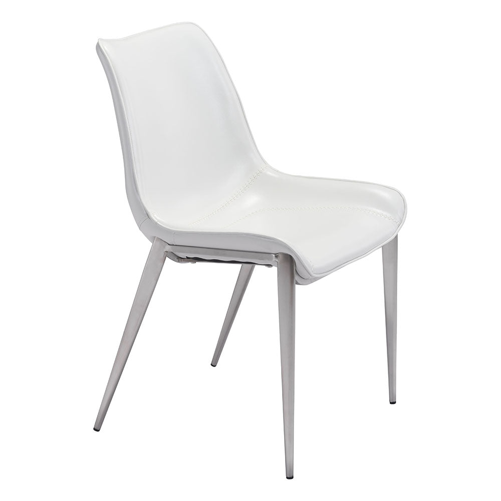 MAGNUS DINING CHAIR WHITE & SILVER