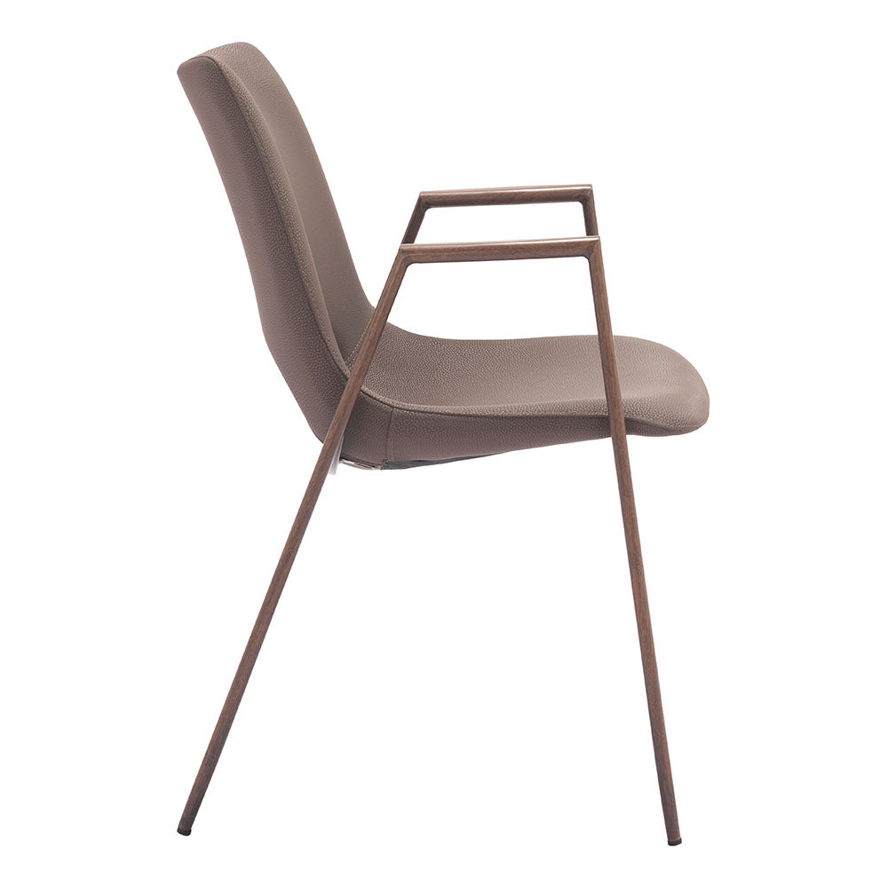 DESI DINING CHAIR BROWN & WALNUT