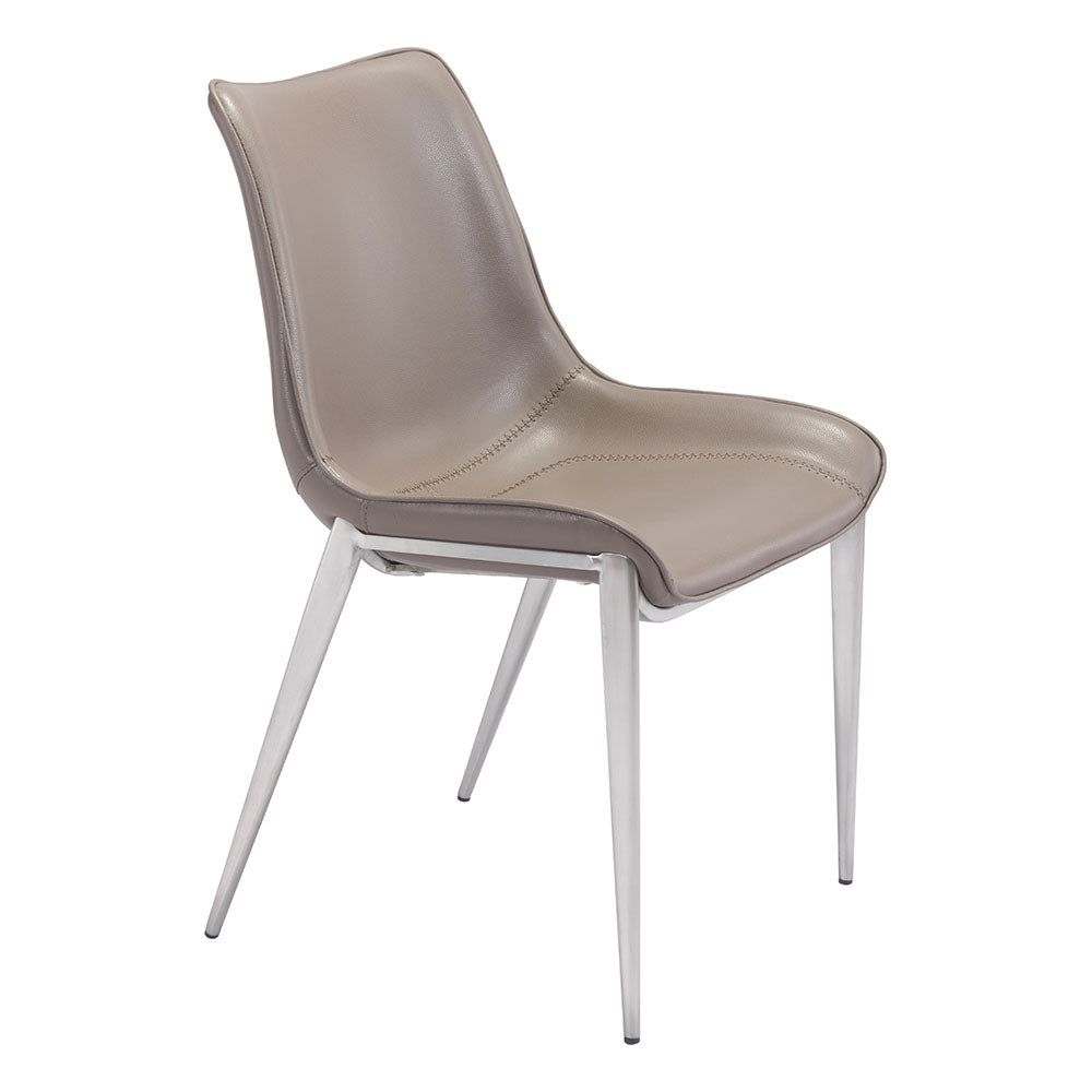MAGNUS DINING CHAIR BROWN & SILVER